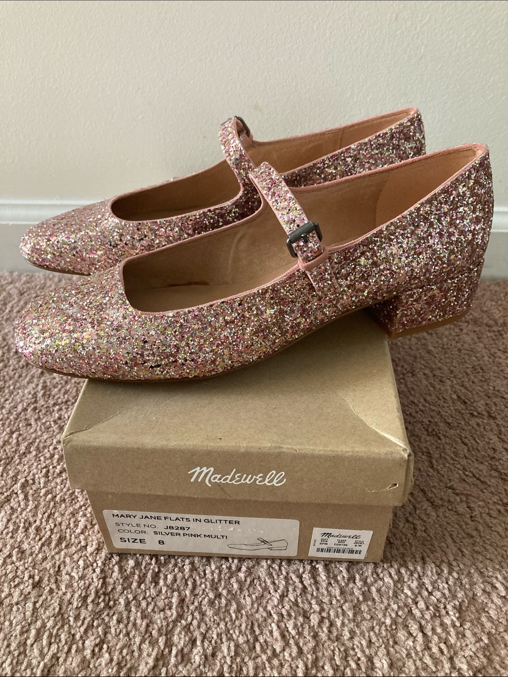 Madewell Delilah glitter heel Mary Jane
